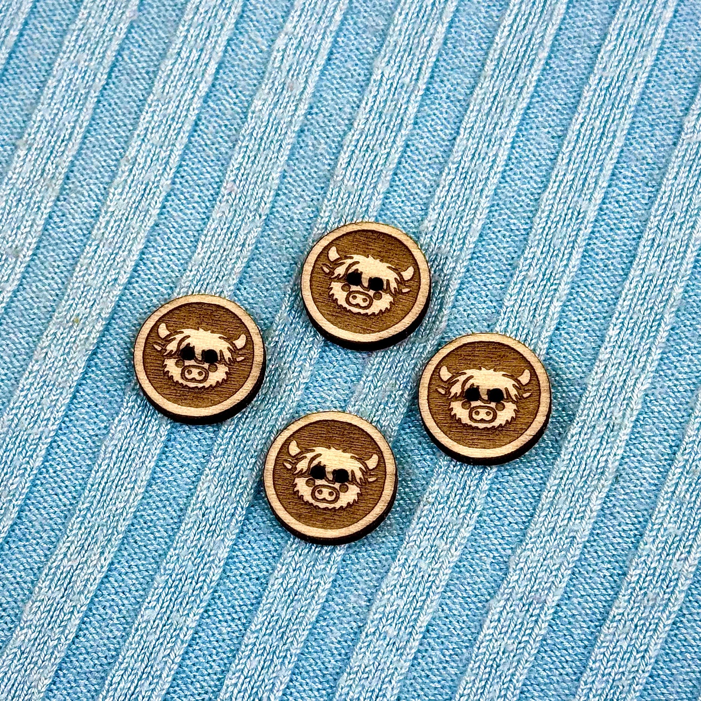 Round Highland Cow Buttons