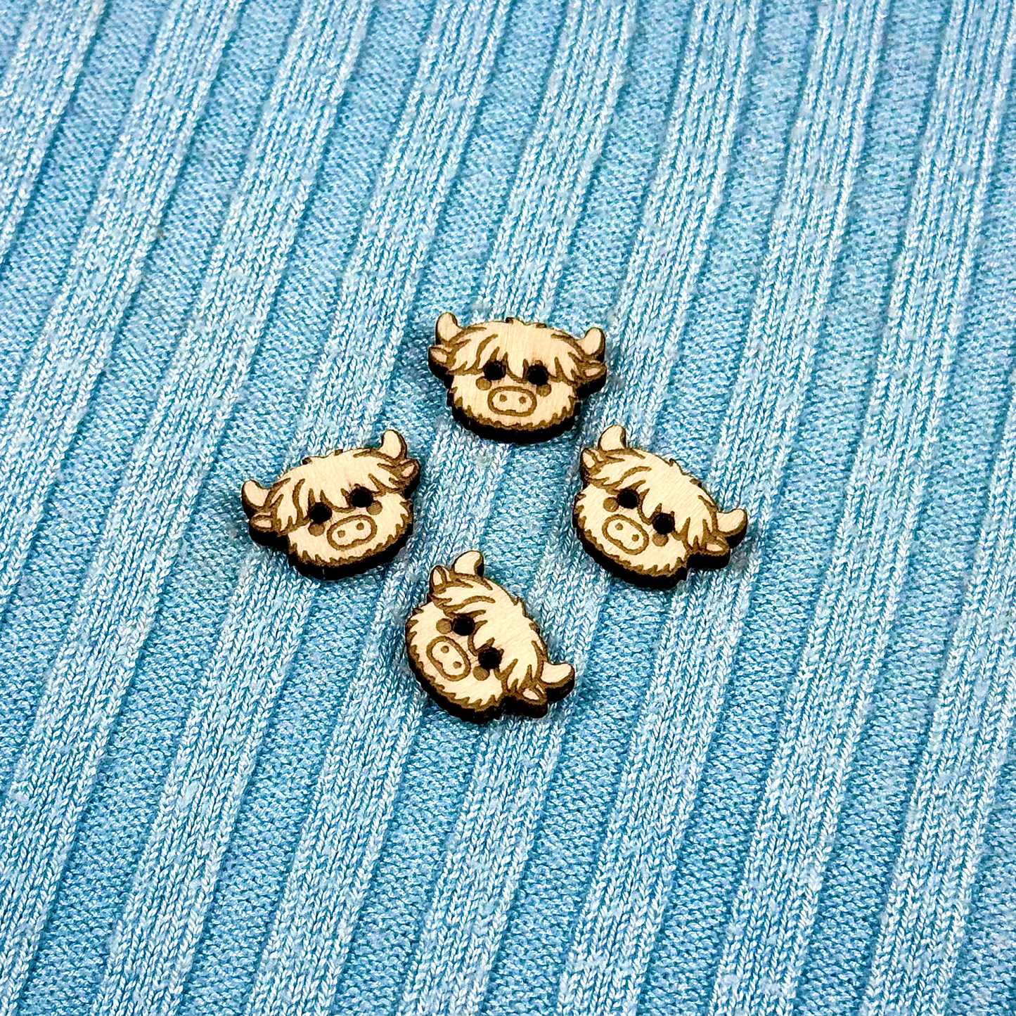 Wooden Highland Cow Buttons