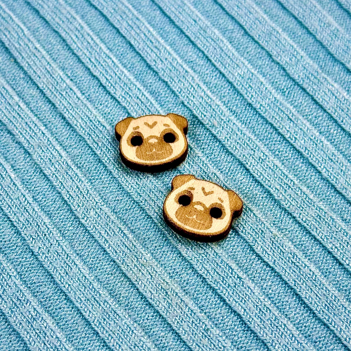 Wooden Pug Buttons