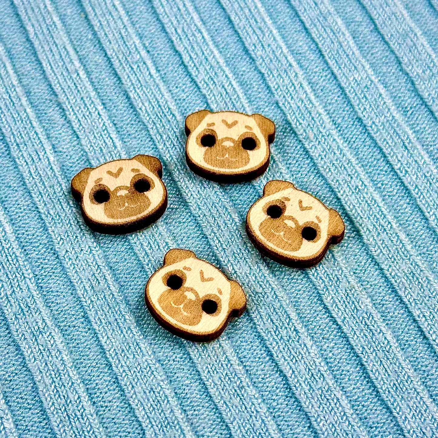 Wooden Pug Buttons