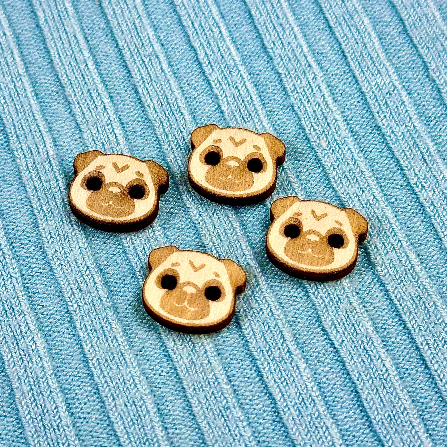Wooden Pug Buttons
