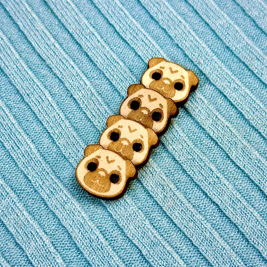 Wooden Pug Buttons