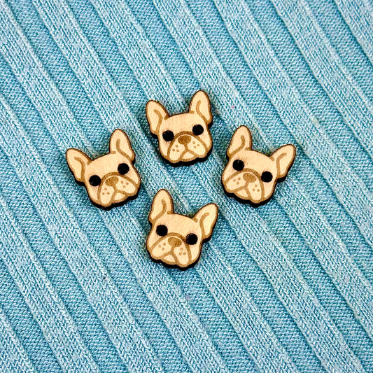 Wooden Frenchie Bulldog Buttons