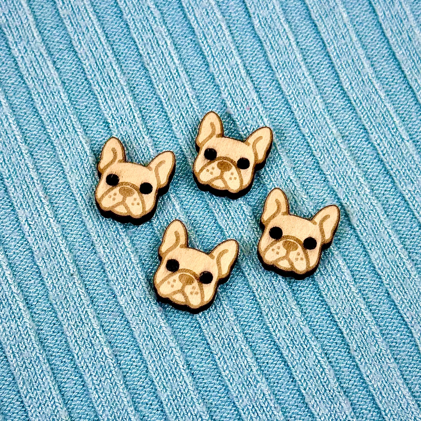 Wooden Frenchie Bulldog Buttons
