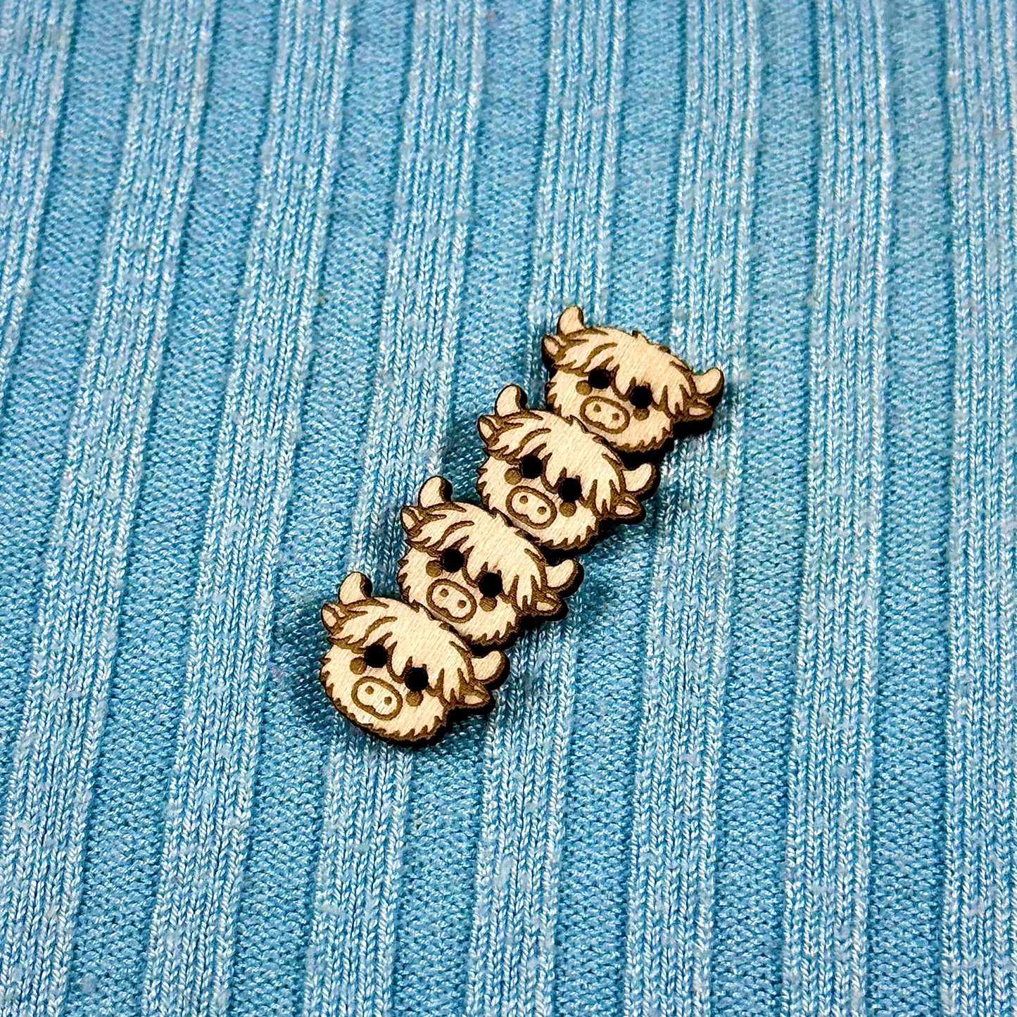 Wooden Highland Cow Buttons