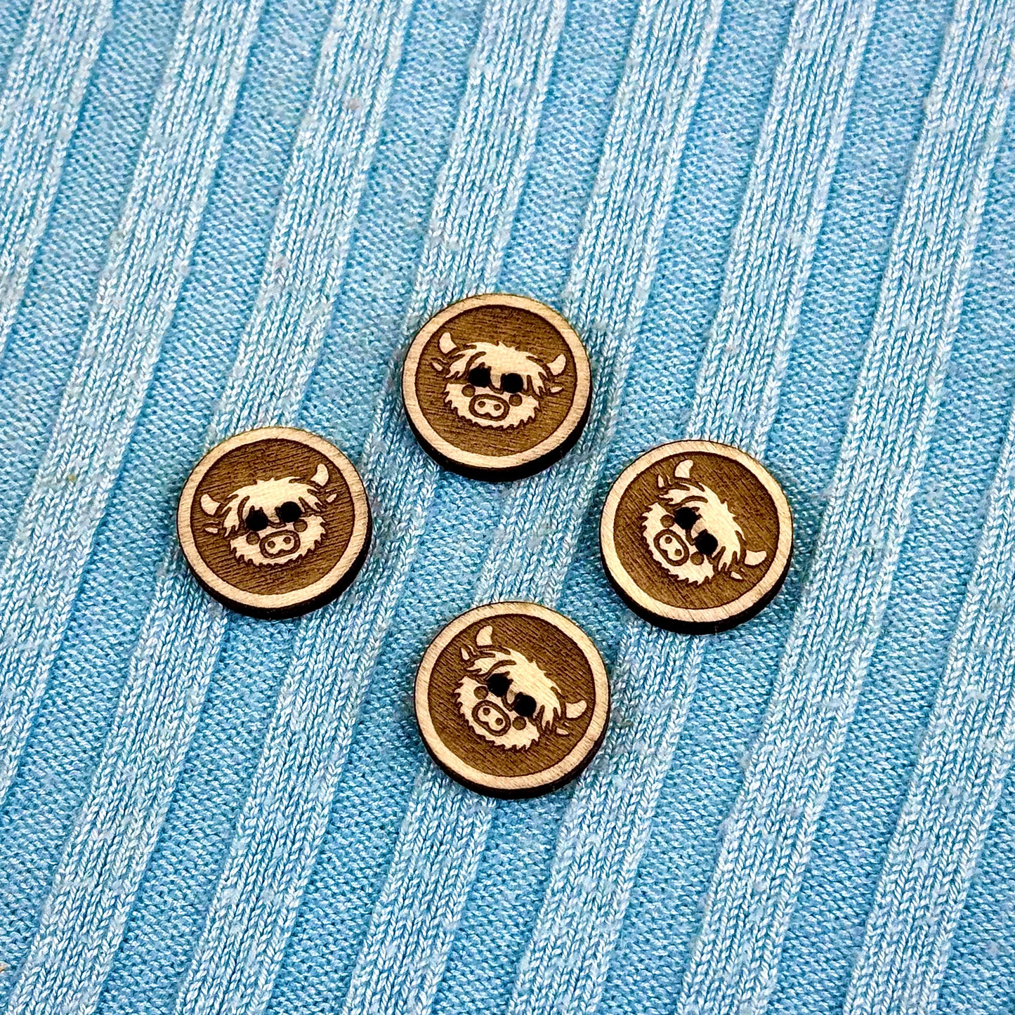 Round Highland Cow Buttons
