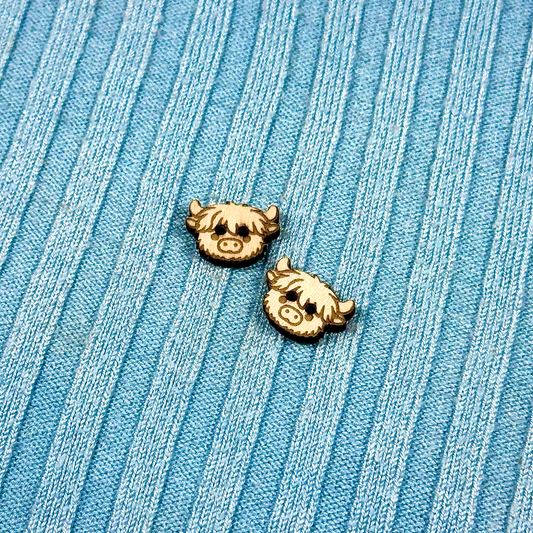 Wooden Highland Cow Buttons