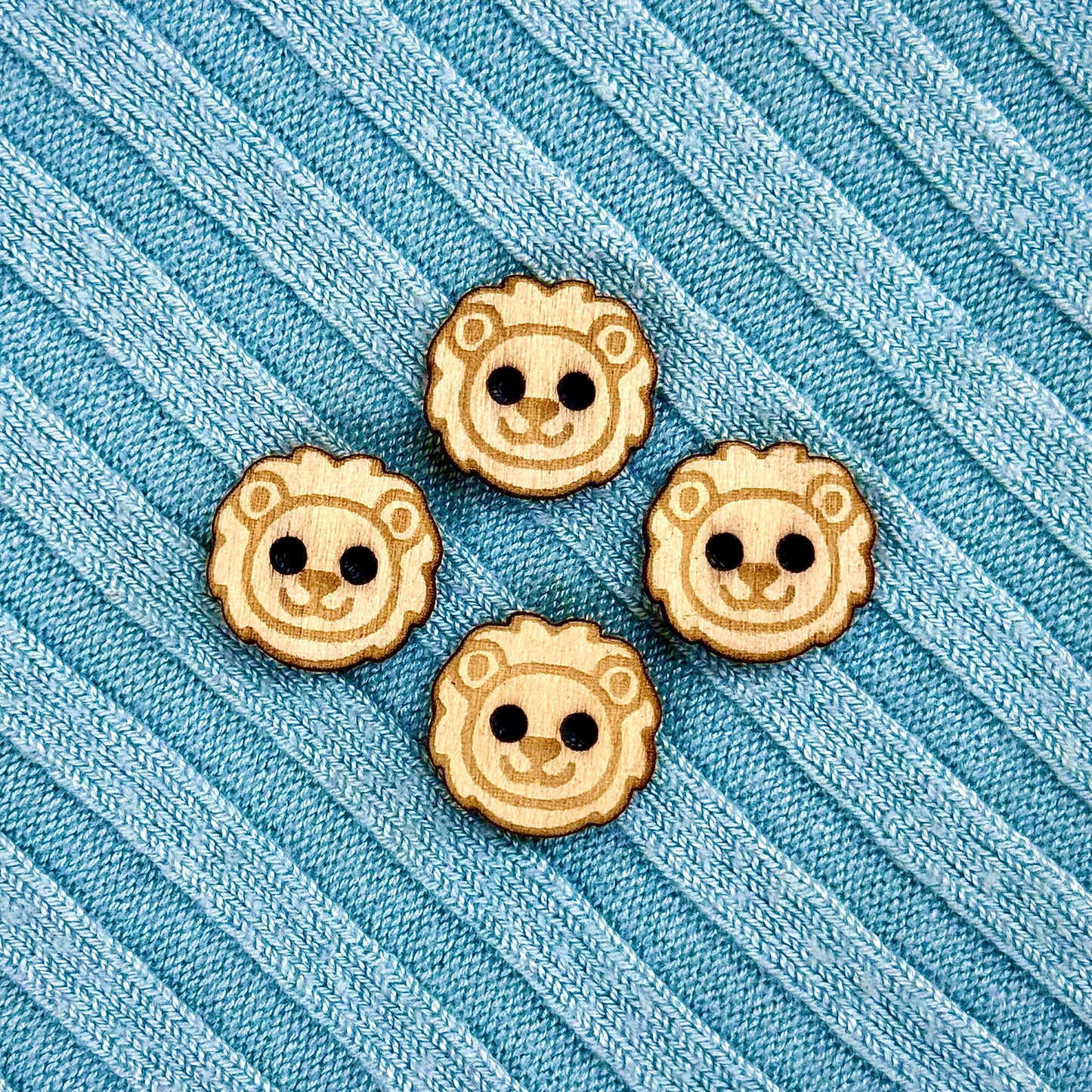 Wooden Lion Buttons