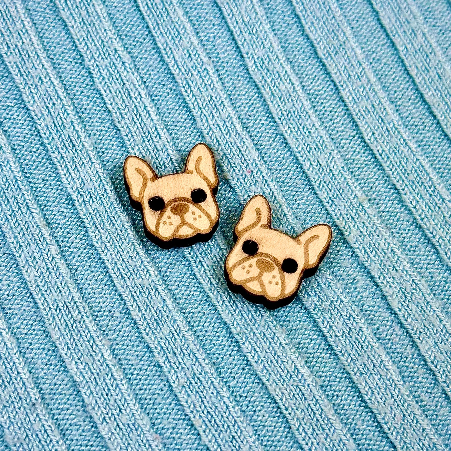 Wooden Frenchie Bulldog Buttons