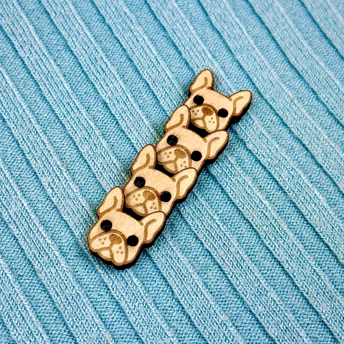Wooden Frenchie Bulldog Buttons