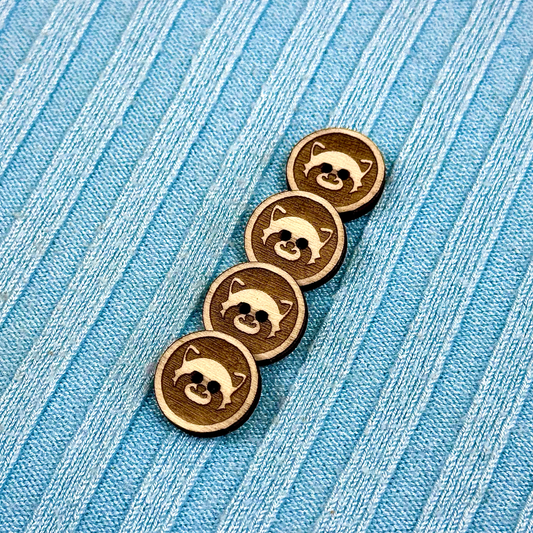 Round Red Panda Buttons